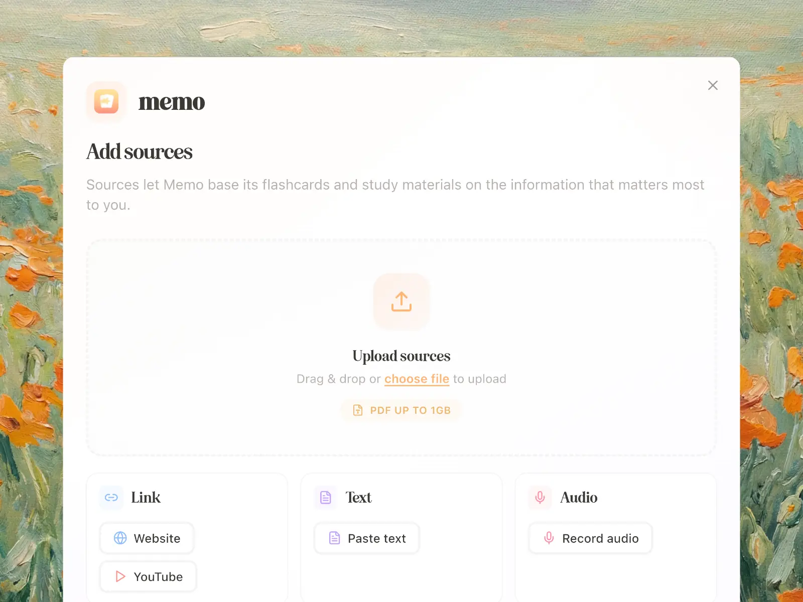 Add source upload panel