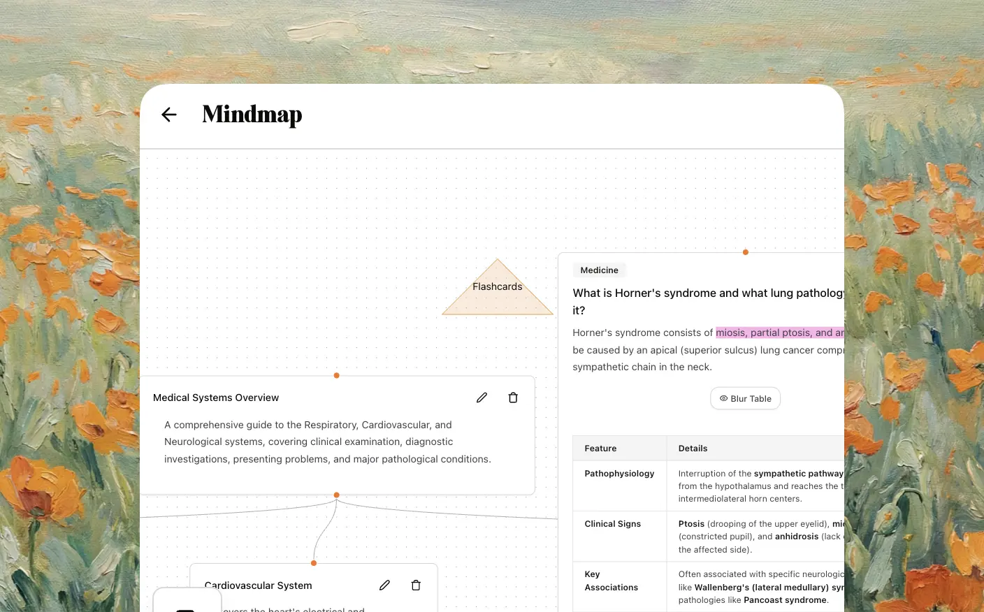 Concept hierarchy extracted into a mind map