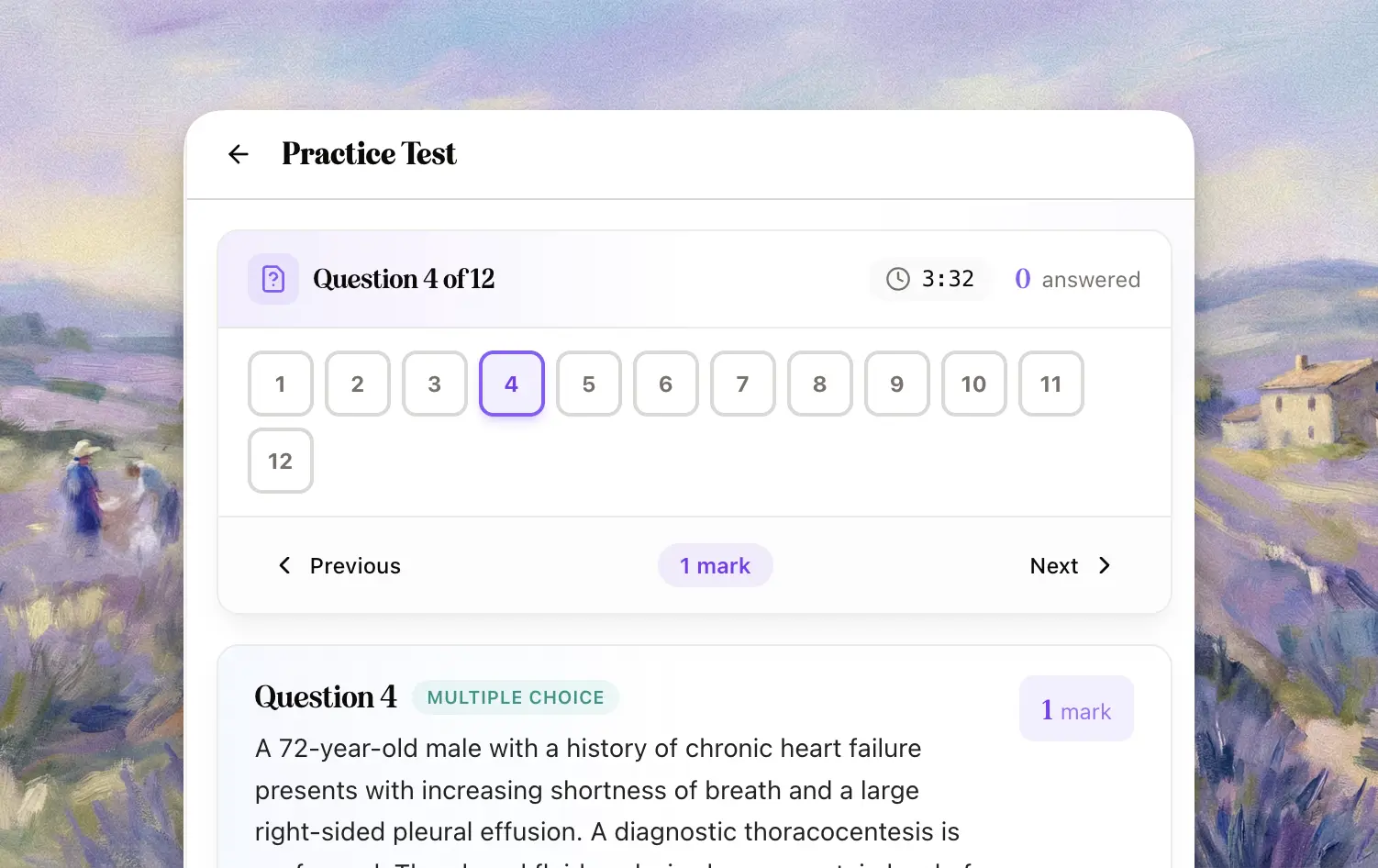 AI-generated practice test in Memo